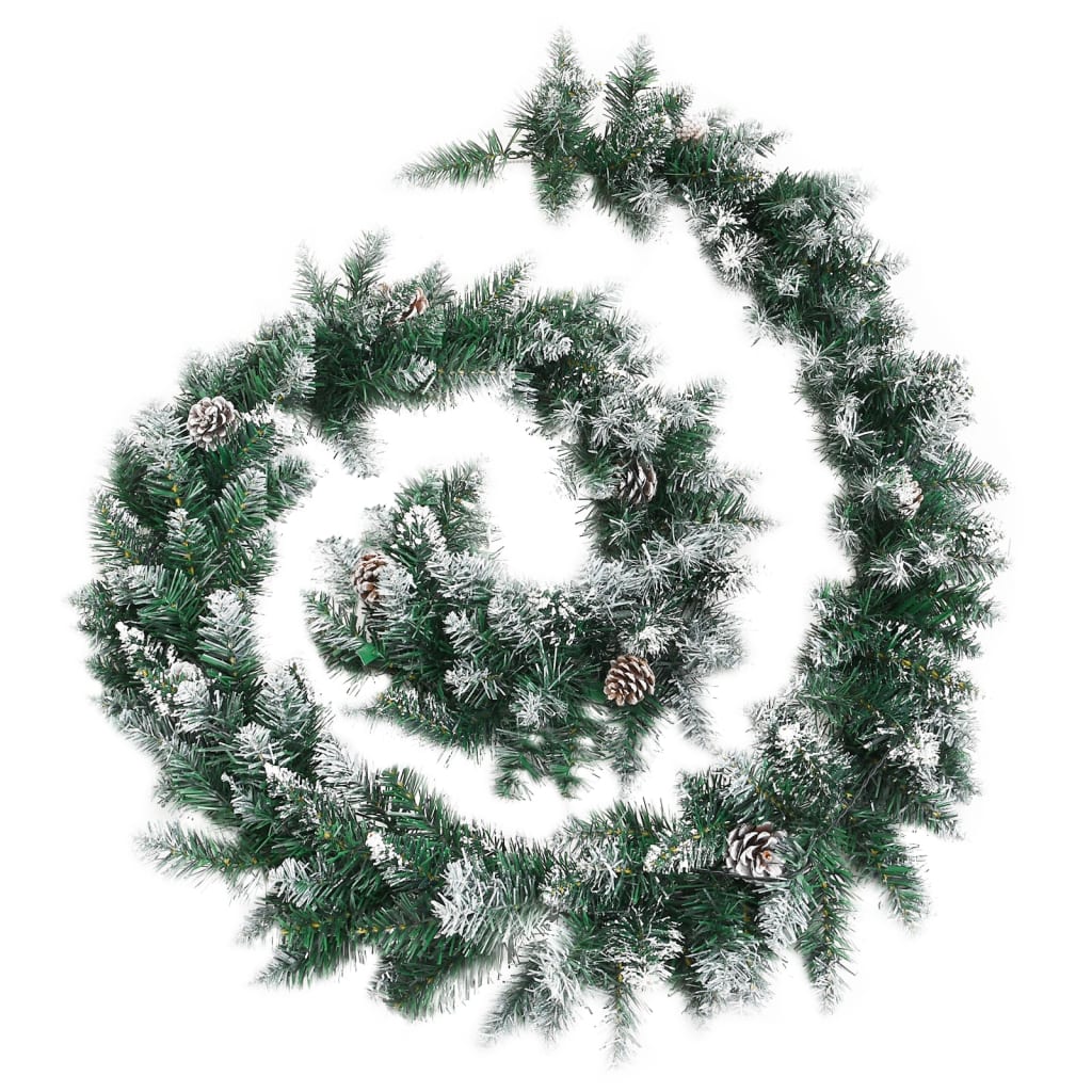Christmas Garland with LED Lights Green 5.2 m PVC - OLBRIT
