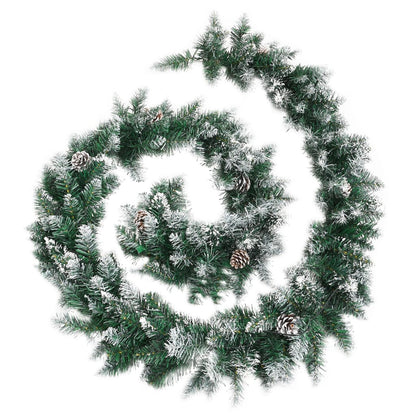 Christmas Garland with LED Lights Green 5.2 m PVC - OLBRIT