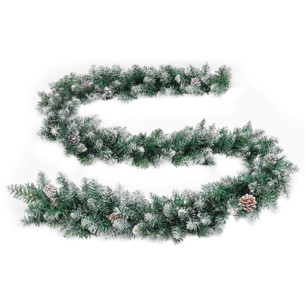 Christmas Garland with LED Lights Green 5.2 m PVC - OLBRIT