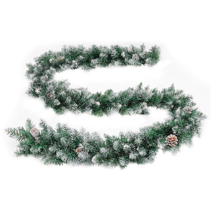 Christmas Garland with LED Lights Green 5.2 m PVC - OLBRIT