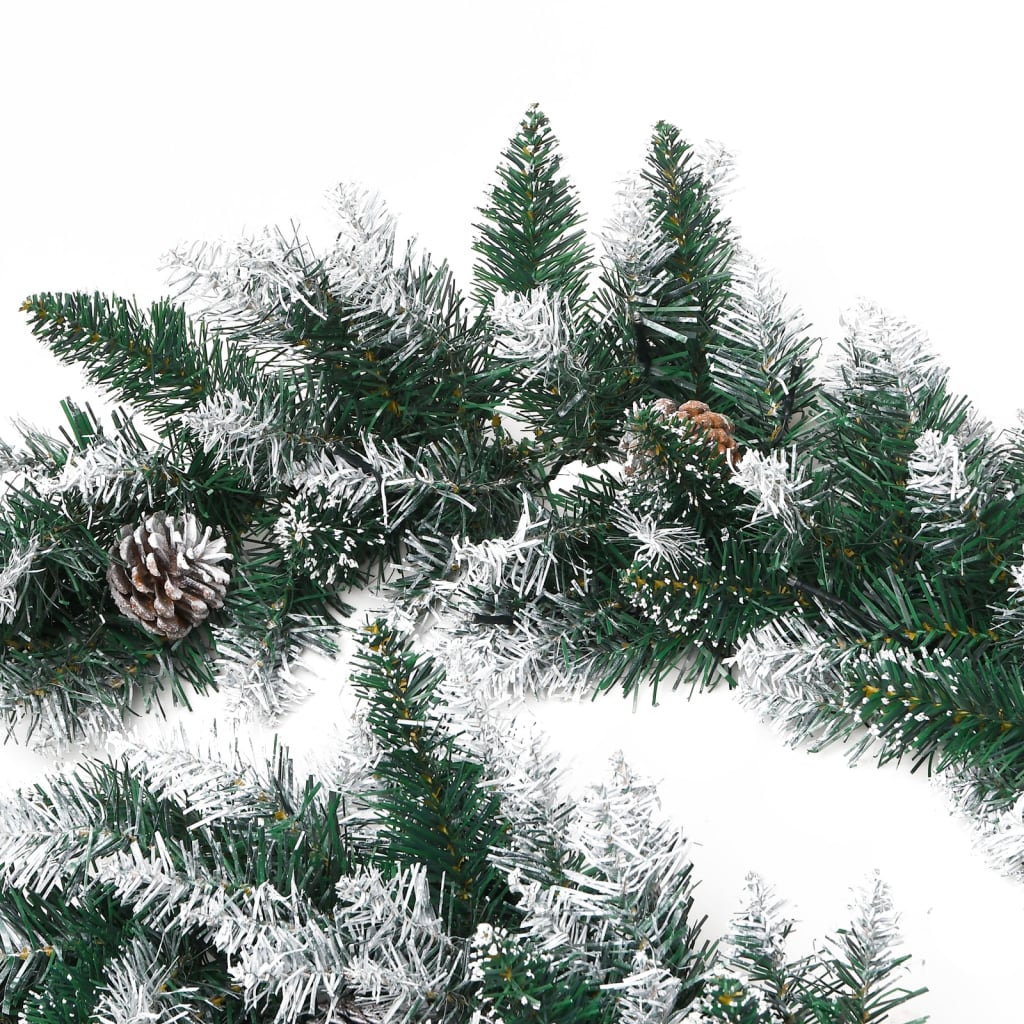 Christmas Garland with LED Lights Green 5.2 m PVC - OLBRIT