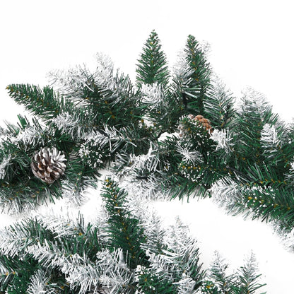 Christmas Garland with LED Lights Green 5.2 m PVC - OLBRIT