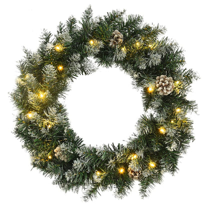 Christmas Wreath with LED Lights Green 45 cm PVC - OLBRIT