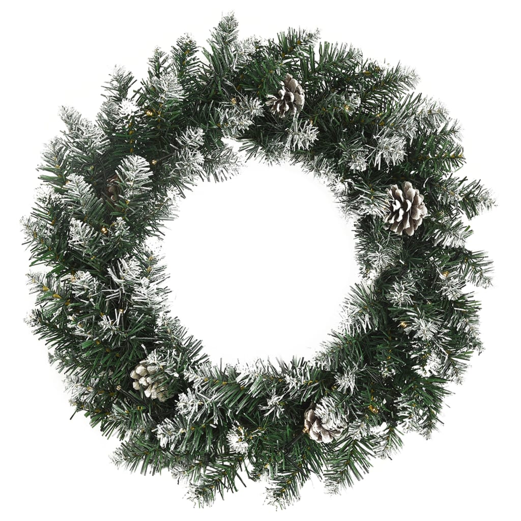 Christmas Wreath with LED Lights Green 45 cm PVC - OLBRIT