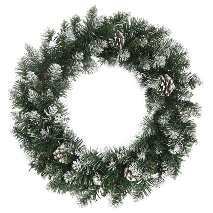 Christmas Wreath with LED Lights Green 45 cm PVC - OLBRIT