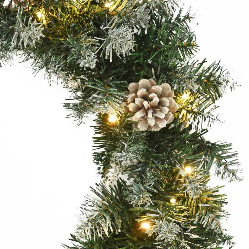 Christmas Wreath with LED Lights Green 45 cm PVC - OLBRIT