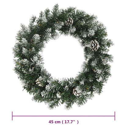 Christmas Wreath with LED Lights Green 45 cm PVC - OLBRIT