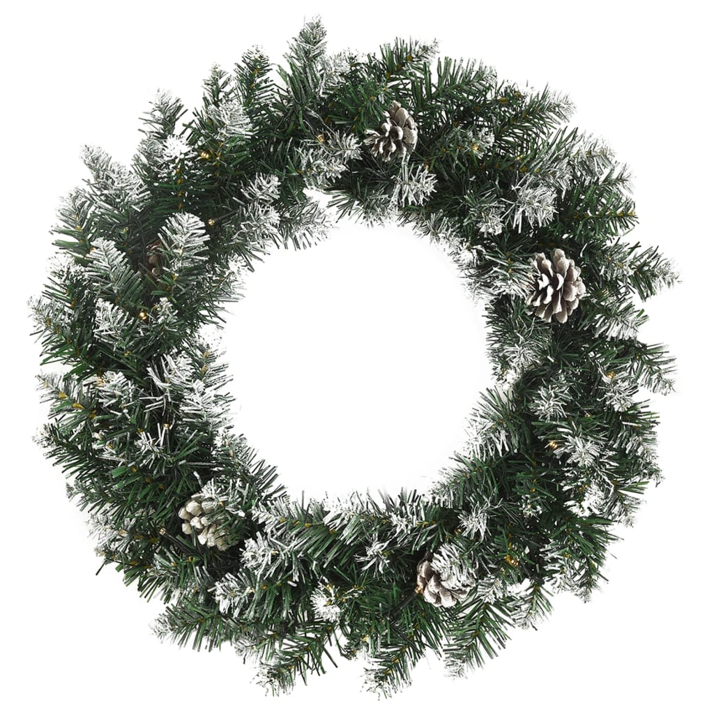 Christmas Wreath with LED Lights Green 60 cm PVC - OLBRIT