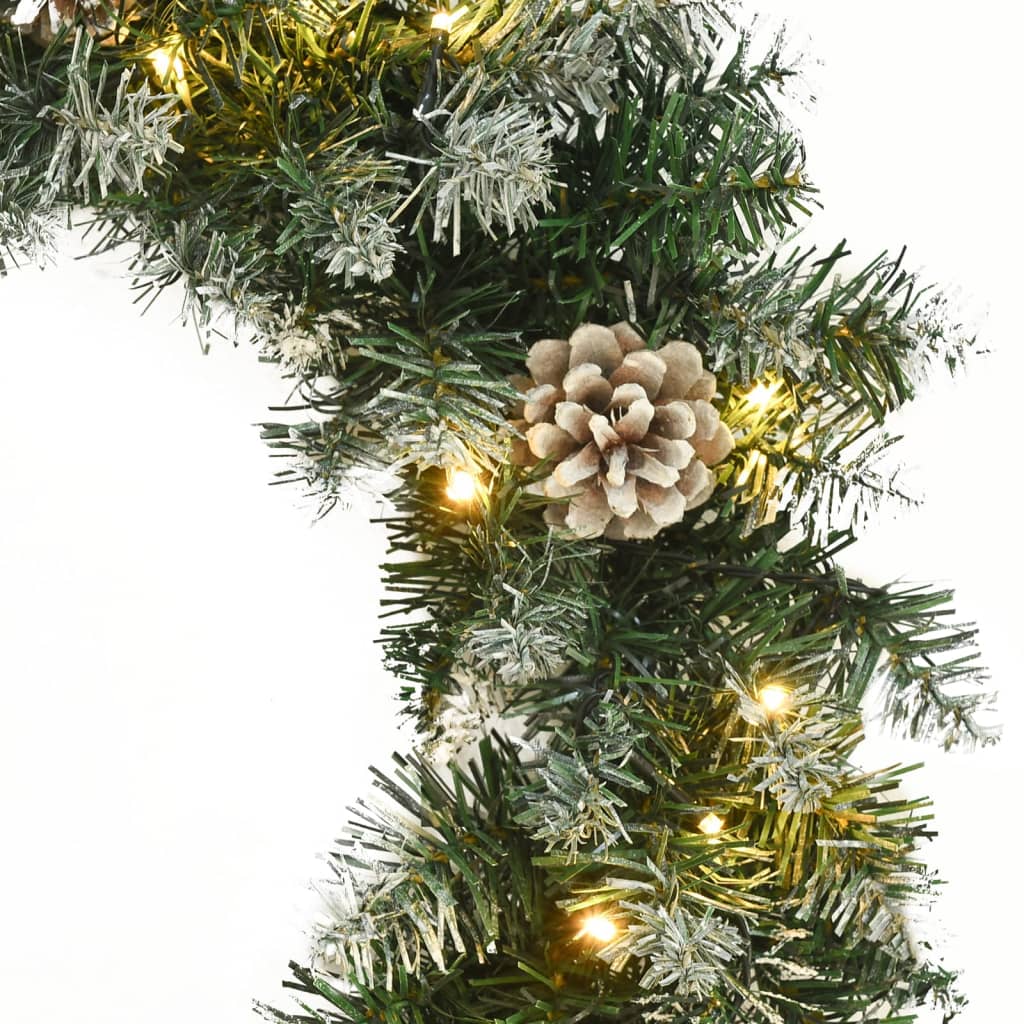 Christmas Wreath with LED Lights Green 60 cm PVC - OLBRIT