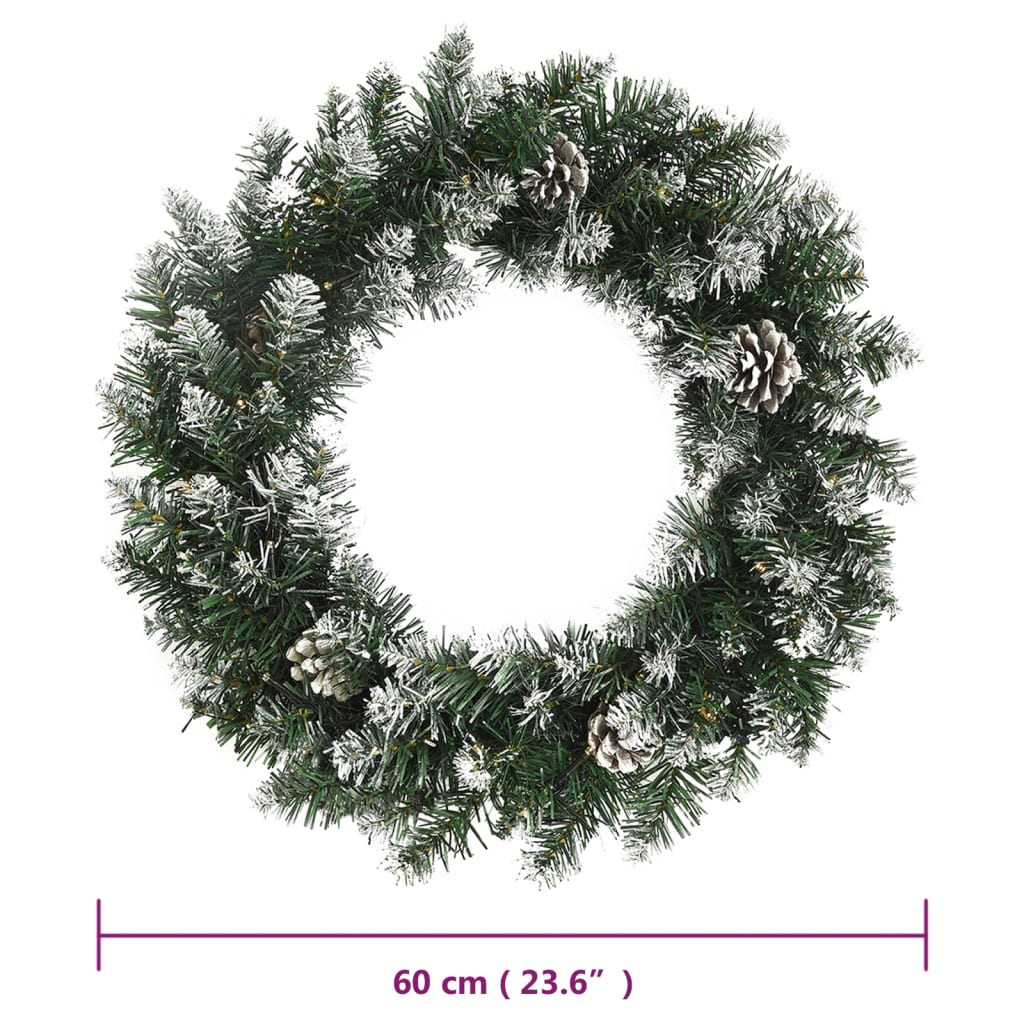 Christmas Wreath with LED Lights Green 60 cm PVC - OLBRIT