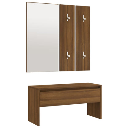 Hallway Furniture Set Brown Oak Engineered Wood - OLBRIT