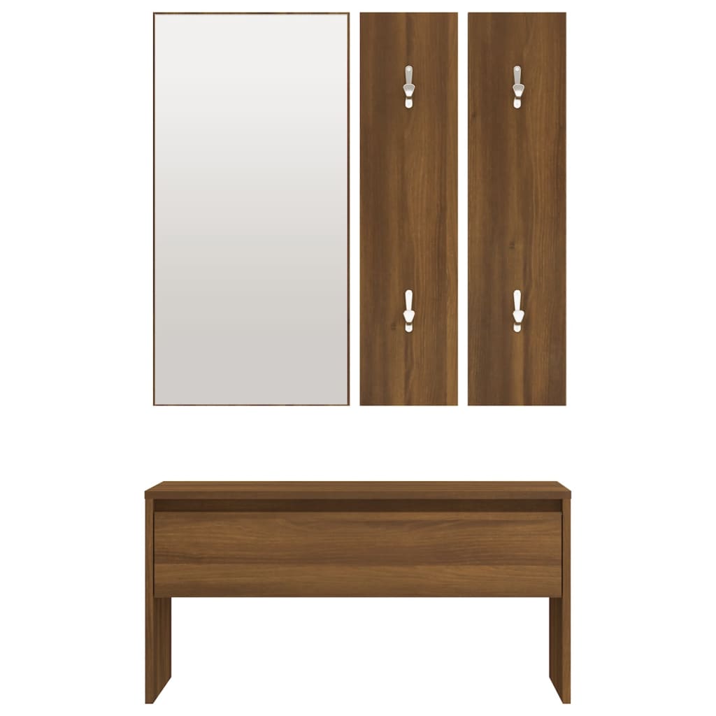 Hallway Furniture Set Brown Oak Engineered Wood - OLBRIT