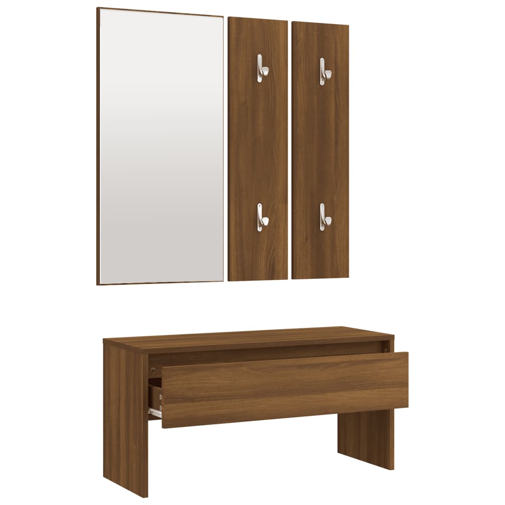 Hallway Furniture Set Brown Oak Engineered Wood - OLBRIT