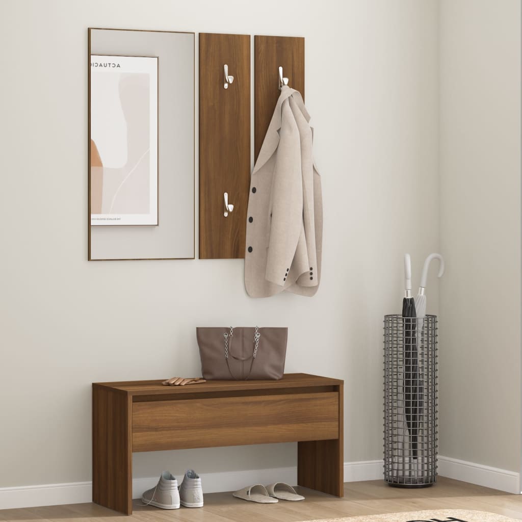 Hallway Furniture Set Brown Oak Engineered Wood - OLBRIT
