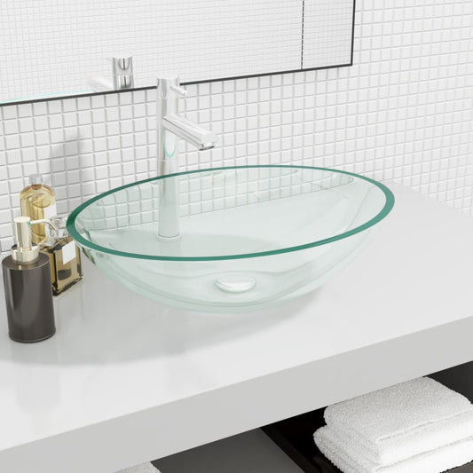 Basin Glass 50x37x14 cm Transparent - OLBRIT