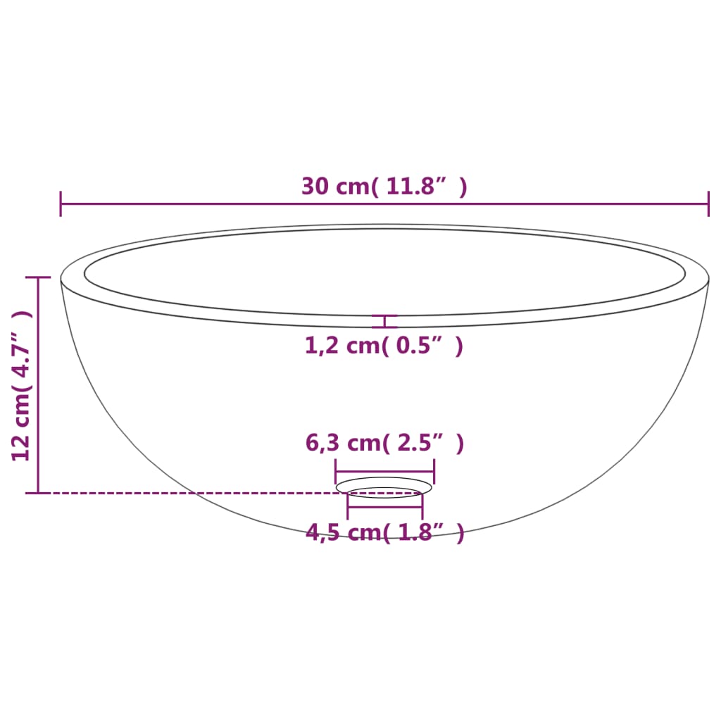 Basin Tempered Glass 30x12 cm Frosted - OLBRIT