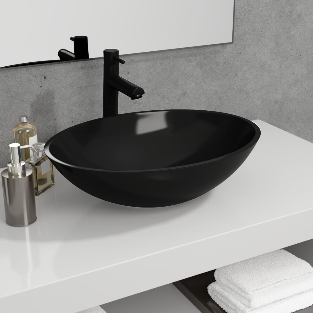 Basin Glass 50x37x14 cm Black - OLBRIT