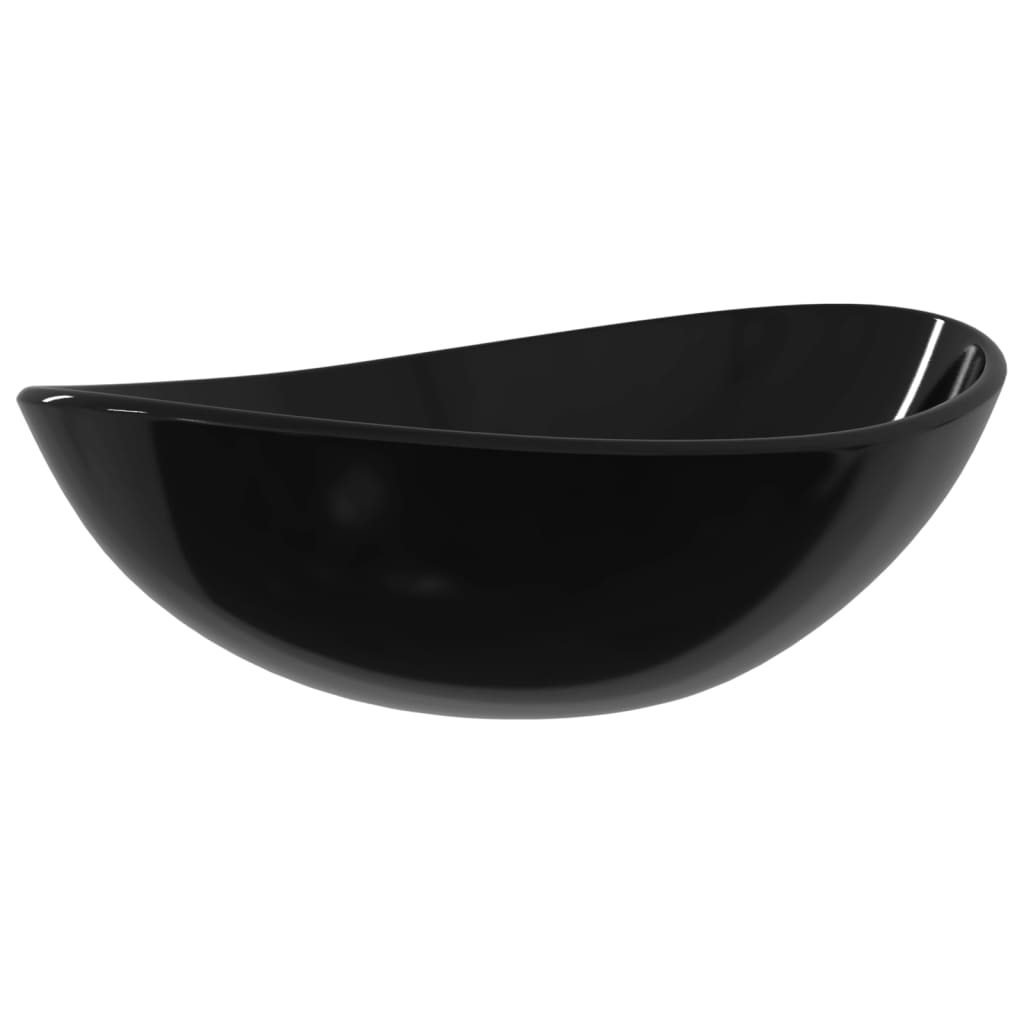 Basin Tempered Glass 54.5x35x15.5 cm Black - OLBRIT