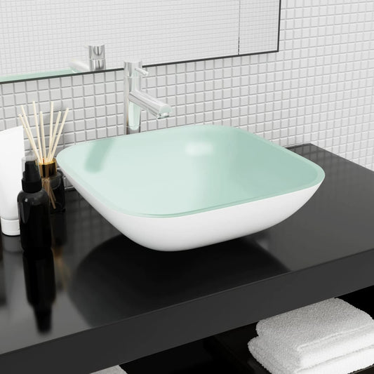 Basin Glass 42x42x14 cm White - OLBRIT