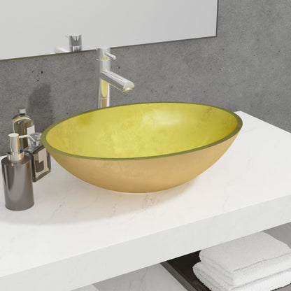 Basin Glass 50x37x14 cm Gold - OLBRIT