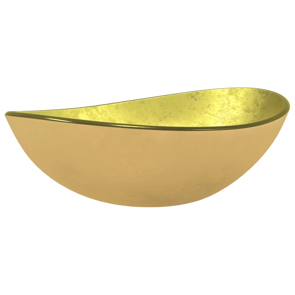 Basin Tempered Glass 54.5x35x15.5 cm Gold - OLBRIT