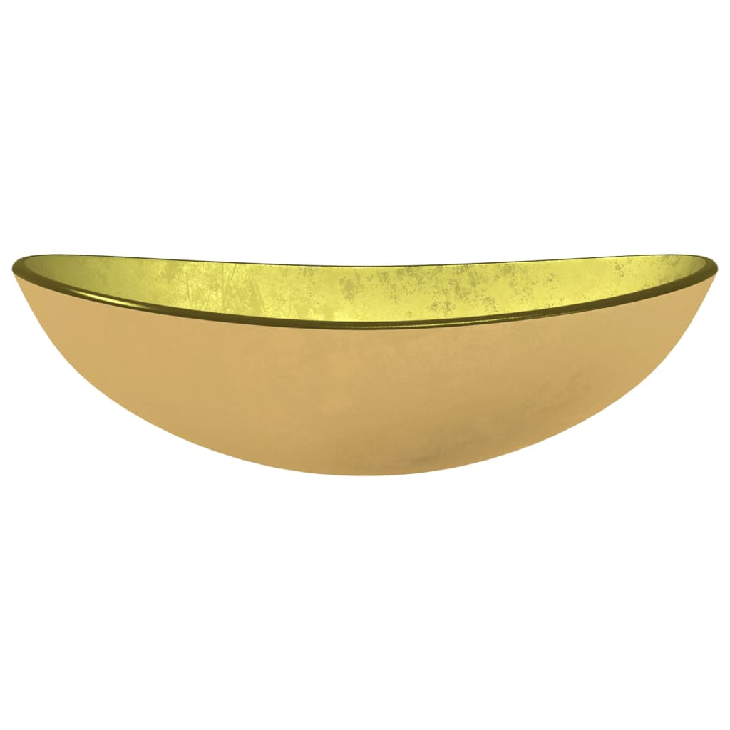 Basin Tempered Glass 54.5x35x15.5 cm Gold - OLBRIT