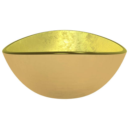 Basin Tempered Glass 54.5x35x15.5 cm Gold - OLBRIT