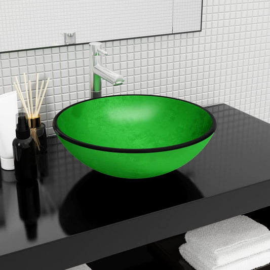 Basin Tempered Glass 42x14 cm Green - OLBRIT