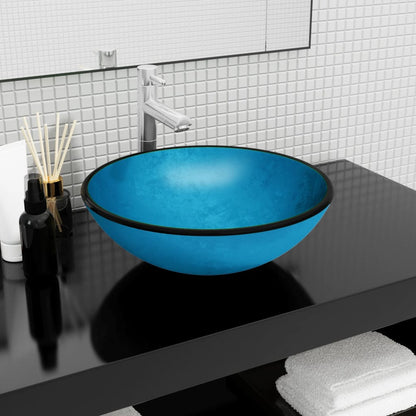 Basin Tempered Glass 42x14 cm Blue - OLBRIT