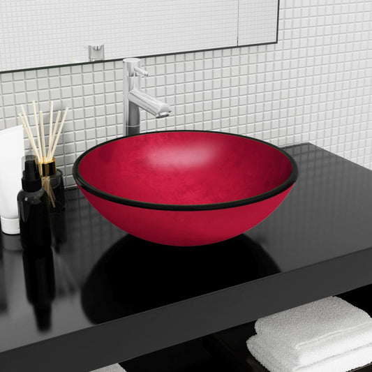 Basin Tempered Glass 42x14 cm Red - OLBRIT