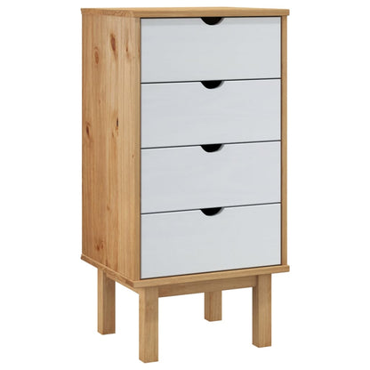 Drawer Cabinet OTTA Brown & White 46x39.5x90cm Solid Wood Pine - OLBRIT