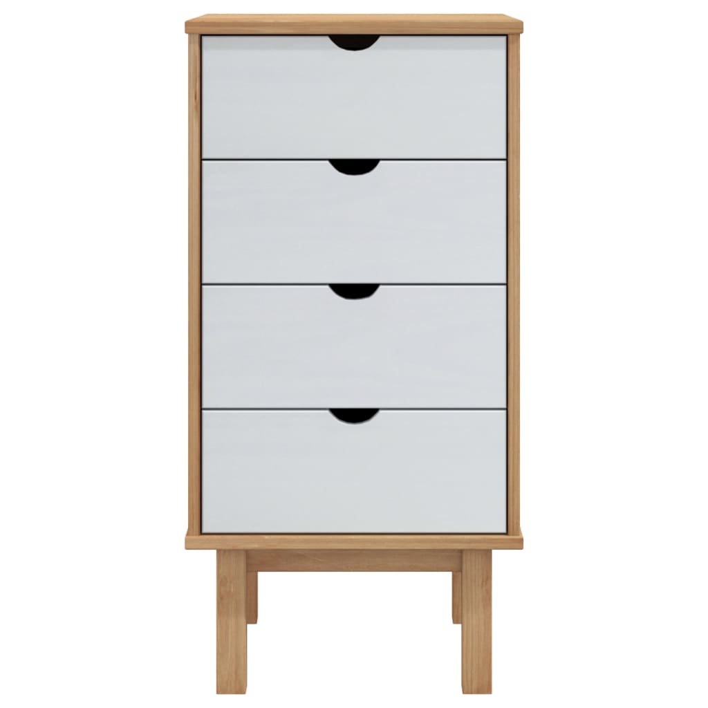 Drawer Cabinet OTTA Brown & White 46x39.5x90cm Solid Wood Pine - OLBRIT