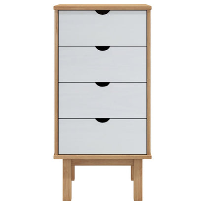 Drawer Cabinet OTTA Brown & White 46x39.5x90cm Solid Wood Pine - OLBRIT