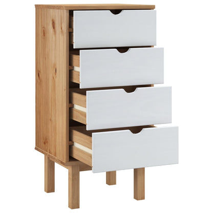 Drawer Cabinet OTTA Brown & White 46x39.5x90cm Solid Wood Pine - OLBRIT