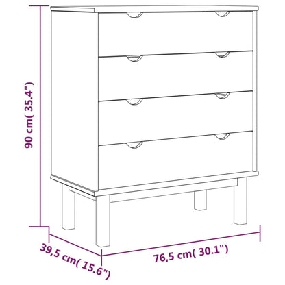 Drawer Cabinet OTTA 76.5x39.5x90cm Solid Wood Pine - OLBRIT