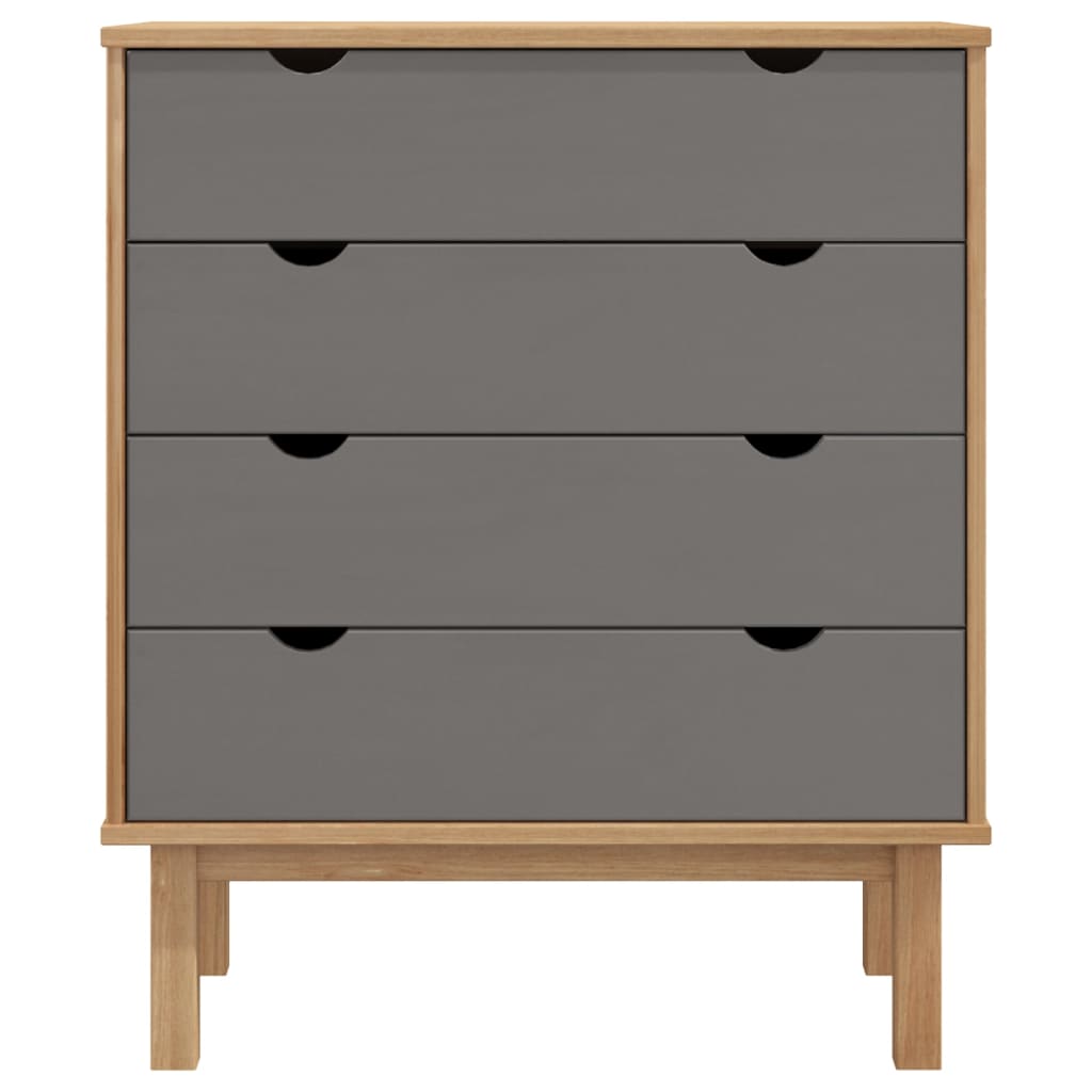 Drawer Cabinet OTTA Brown & Grey 76.5x39.5x90cm Solid Wood Pine - OLBRIT