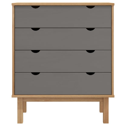 Drawer Cabinet OTTA Brown & Grey 76.5x39.5x90cm Solid Wood Pine - OLBRIT