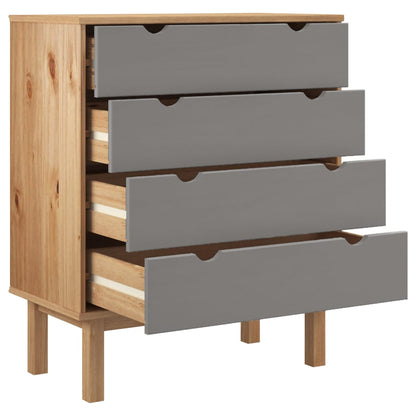 Drawer Cabinet OTTA Brown & Grey 76.5x39.5x90cm Solid Wood Pine - OLBRIT