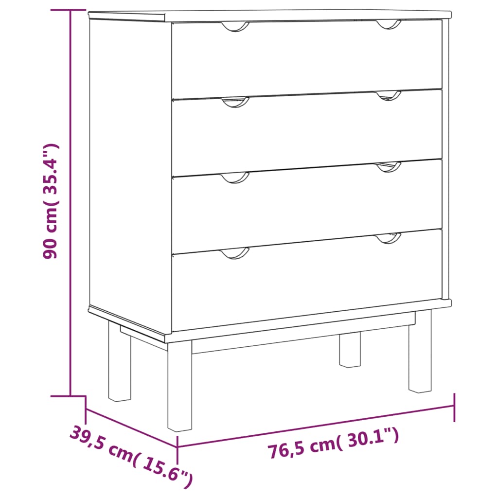 Drawer Cabinet OTTA Brown & Grey 76.5x39.5x90cm Solid Wood Pine - OLBRIT