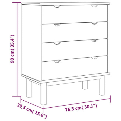Drawer Cabinet OTTA Brown & Grey 76.5x39.5x90cm Solid Wood Pine - OLBRIT