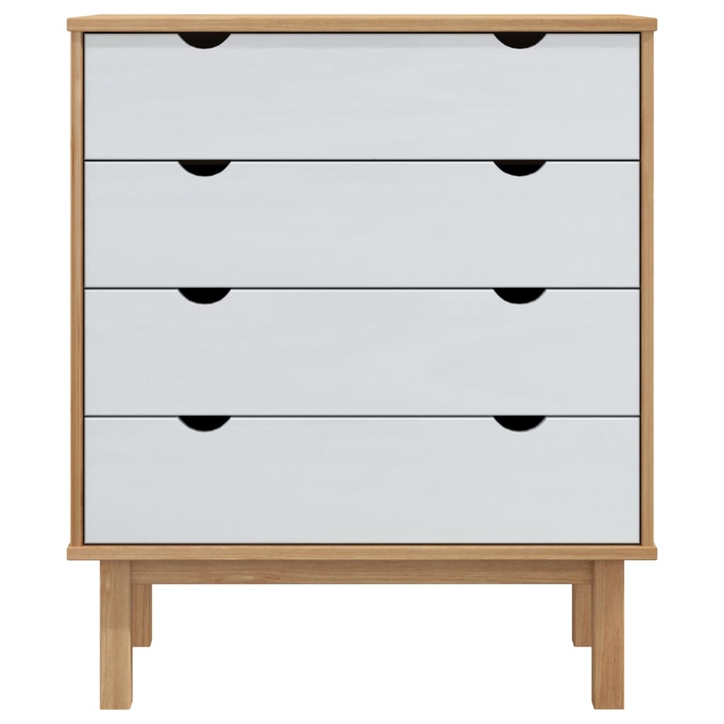 Drawer Cabinet OTTA Brown & White 76.5x39.5x90cm Solid Wood Pine - OLBRIT