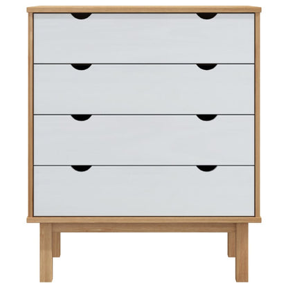 Drawer Cabinet OTTA Brown & White 76.5x39.5x90cm Solid Wood Pine - OLBRIT