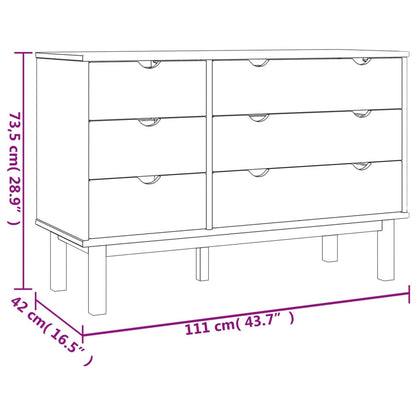 Drawer Cabinet OTTA Brown & Grey 111x42x73.5cm Solid Wood Pine - OLBRIT