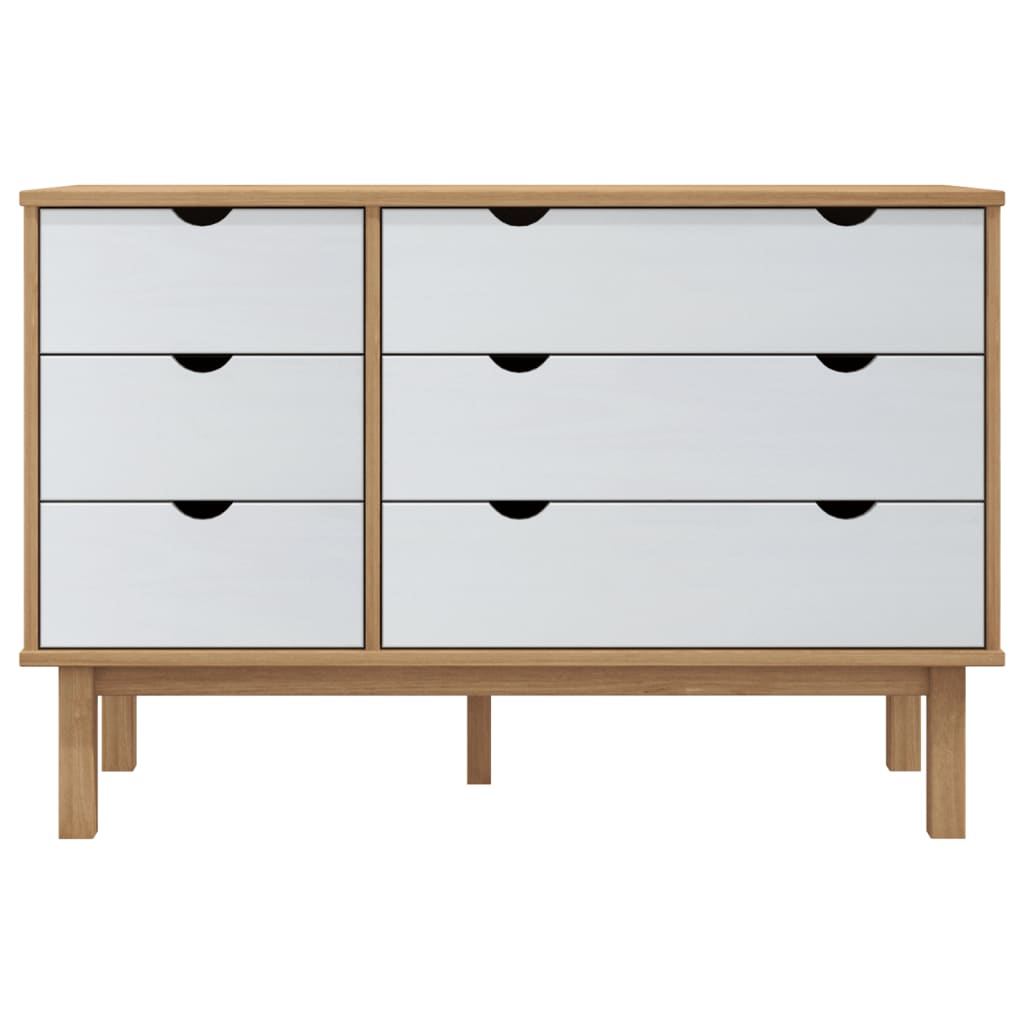 Drawer Cabinet OTTA Brown & White 111x42x73.5cm Solid Wood Pine - OLBRIT