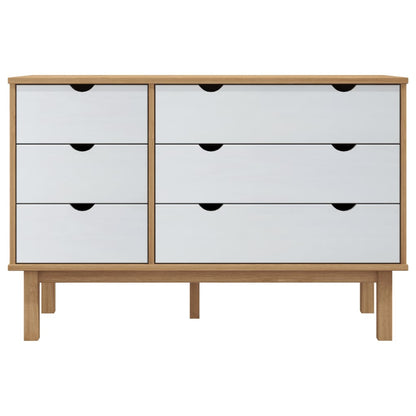Drawer Cabinet OTTA Brown & White 111x42x73.5cm Solid Wood Pine - OLBRIT