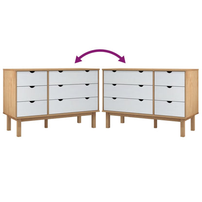 Drawer Cabinet OTTA Brown & White 111x42x73.5cm Solid Wood Pine - OLBRIT