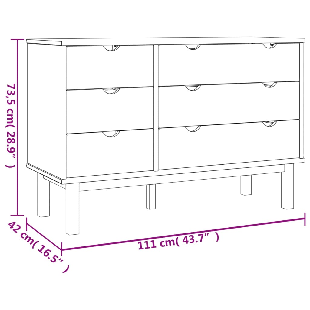 Drawer Cabinet OTTA Brown & White 111x42x73.5cm Solid Wood Pine - OLBRIT