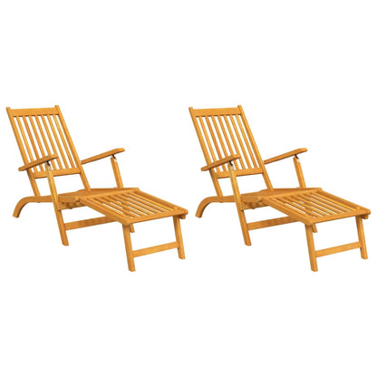 Outdoor Deck Chairs with Footrests 2 pcs Solid Wood Acacia - OLBRIT