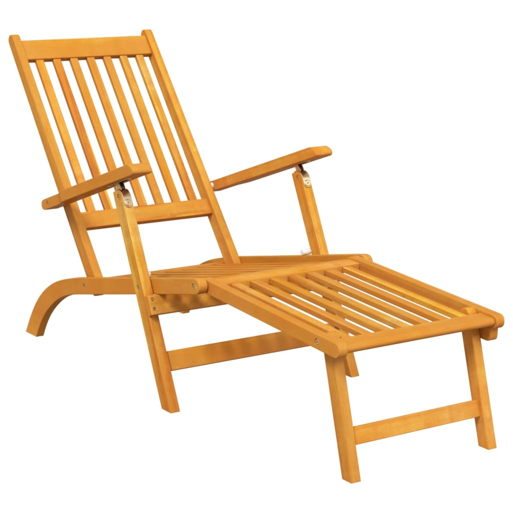 Outdoor Deck Chairs with Footrests 2 pcs Solid Wood Acacia - OLBRIT
