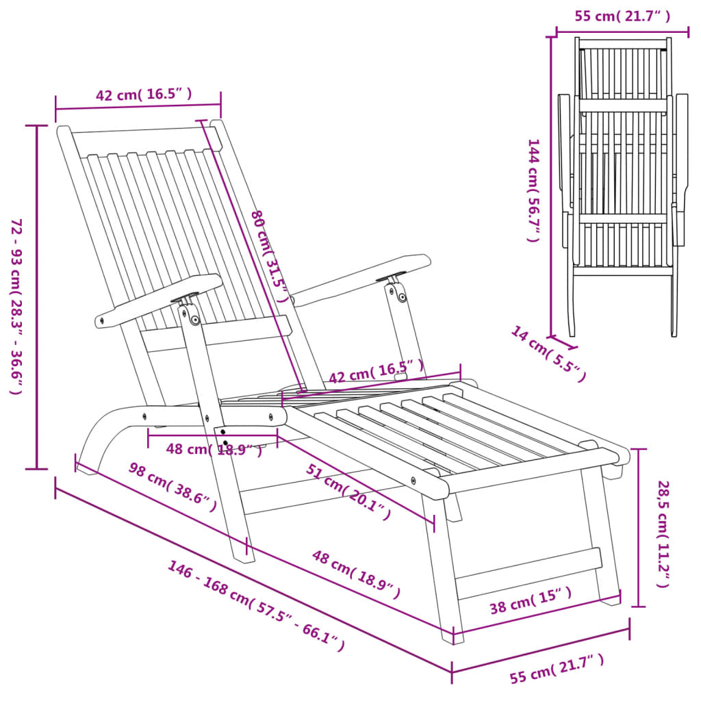 Outdoor Deck Chairs with Footrests 2 pcs Solid Wood Acacia - OLBRIT